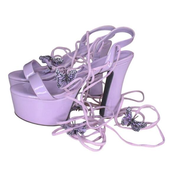 Dolls Kill Sugar Thrillz Pixie Queen Butterfly Platform Chunky Heel 10 - Picture 1 of 7